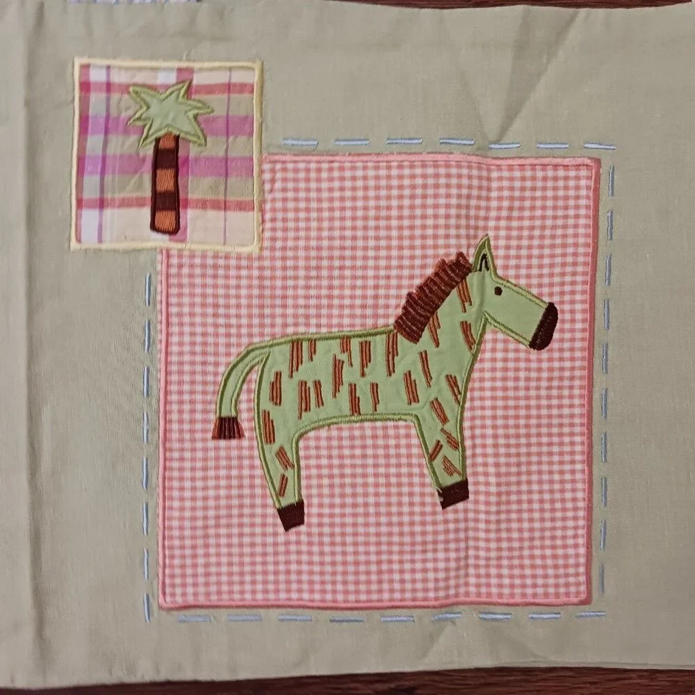 2 KIDSLINE MALAWI WINDOW VALANCE‎ SAFARI JUNGLE ELEPHANT ZEBRA HIPPO TAB TOP